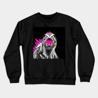 happy punk kaiju godzilla in pink style Crewneck Sweatshirt